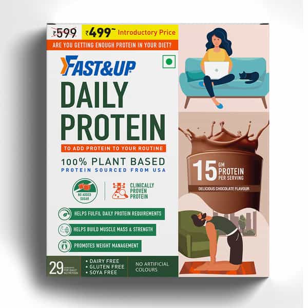Fast&Up Daily Protein |15G Plant Protein | Fulfils Daily Protein Requirement- Chocolate