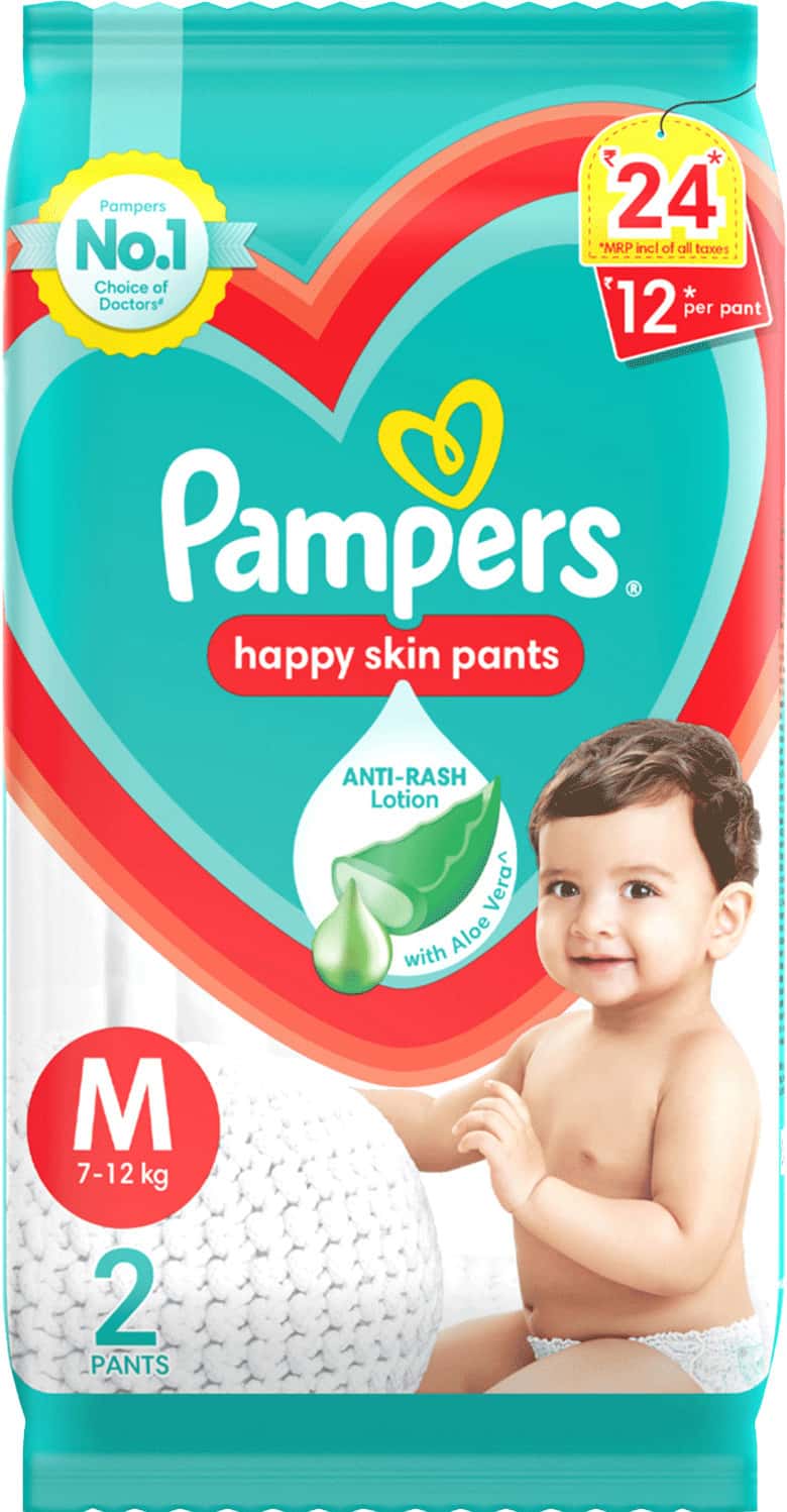 Buy PAMPERS HAPPY SLEEP MEDIUM SIZE BABY DIAPER 12KG PANTS