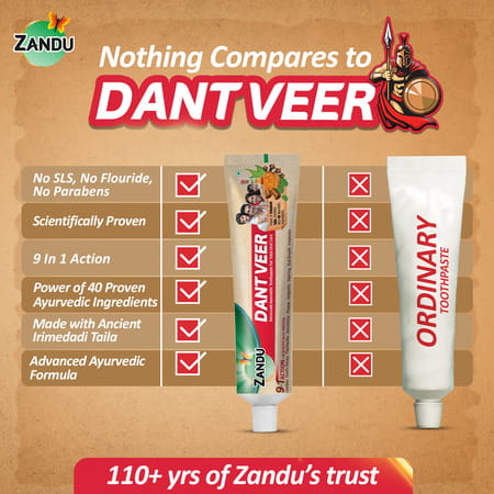 Zandu Dantveer Advanced Ayurvedic Toothpaste Fights 9 Dental Problems 100 Gm