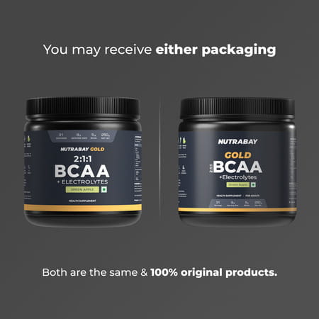 Nutrabay Gold Bcaa 2:1:1 Electrolytes|5G Bcaa | Pre/Post Workout Energy Drink|250G | Green Apple