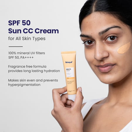 Reequil Sun Cc Cream (Vivid) Spf 50 Pa++++|100% Mineral Uv Filter|30gm