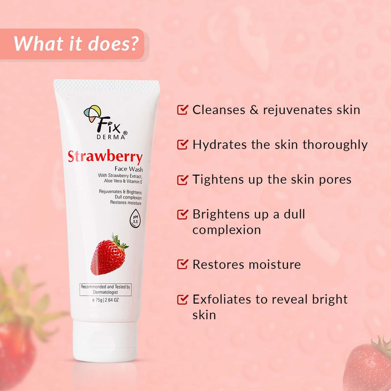 Buy FIXDERMA STRAWBERRY FACE WASH WITH VITAMIN E & STRAWBERRY EXTRACT