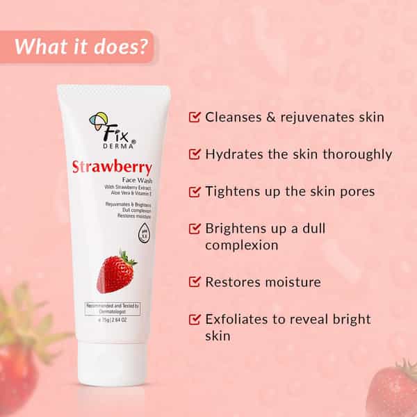 Fixderma Strawberry Face Wash With Vitamin E & Strawberry Extract - 75G