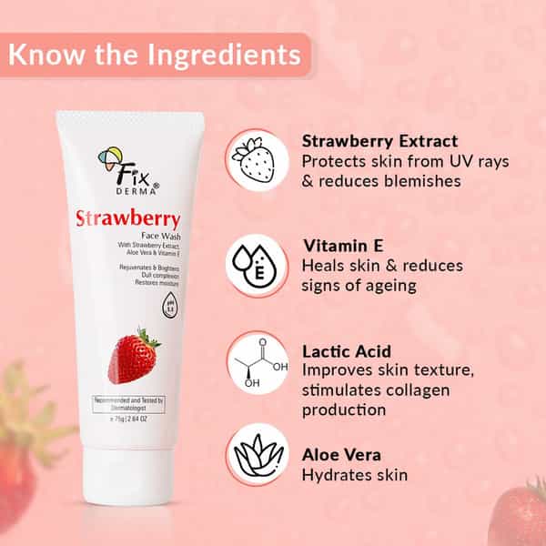 Fixderma Strawberry Face Wash With Vitamin E & Strawberry Extract - 75G