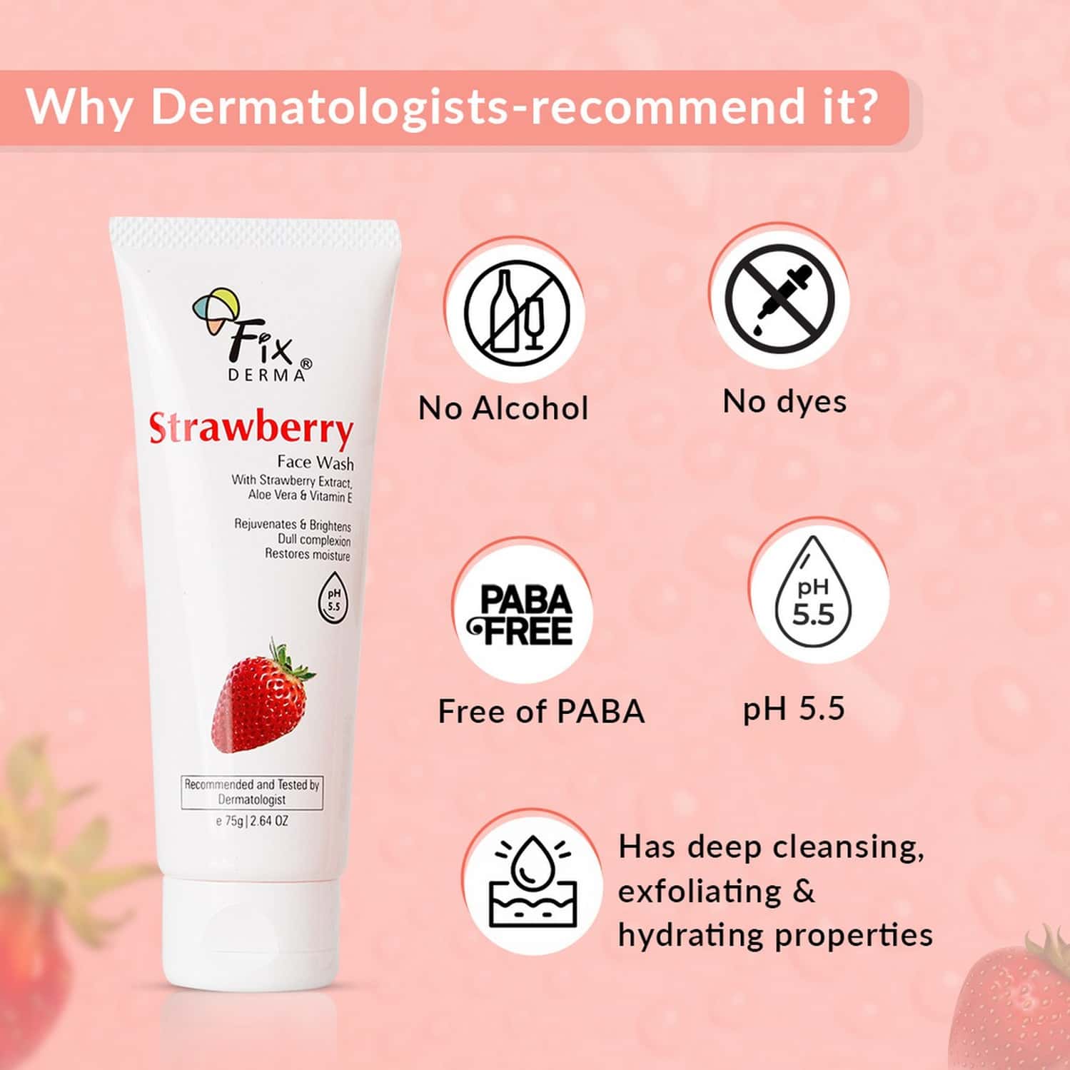 Buy FIXDERMA STRAWBERRY FACE WASH WITH VITAMIN E & STRAWBERRY EXTRACT