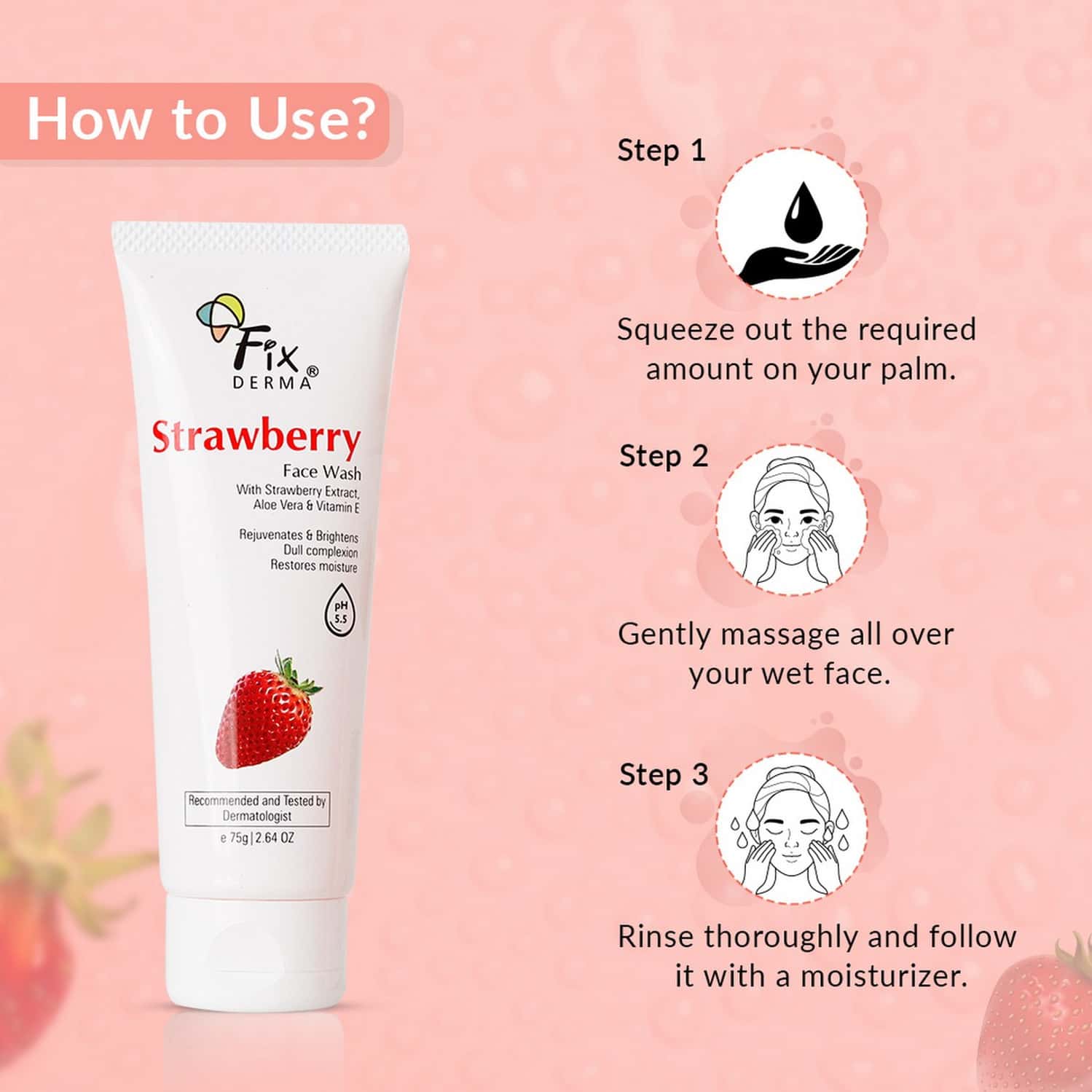 Buy FIXDERMA STRAWBERRY FACE WASH WITH VITAMIN E & STRAWBERRY EXTRACT