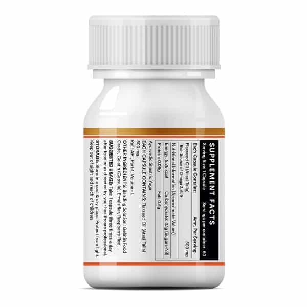 Inlife Flaxseed Oil (Omega 3 6 9) Fatty Acid Supplement Extra Virgin Cold Pressed 500Mg-60 Capsules