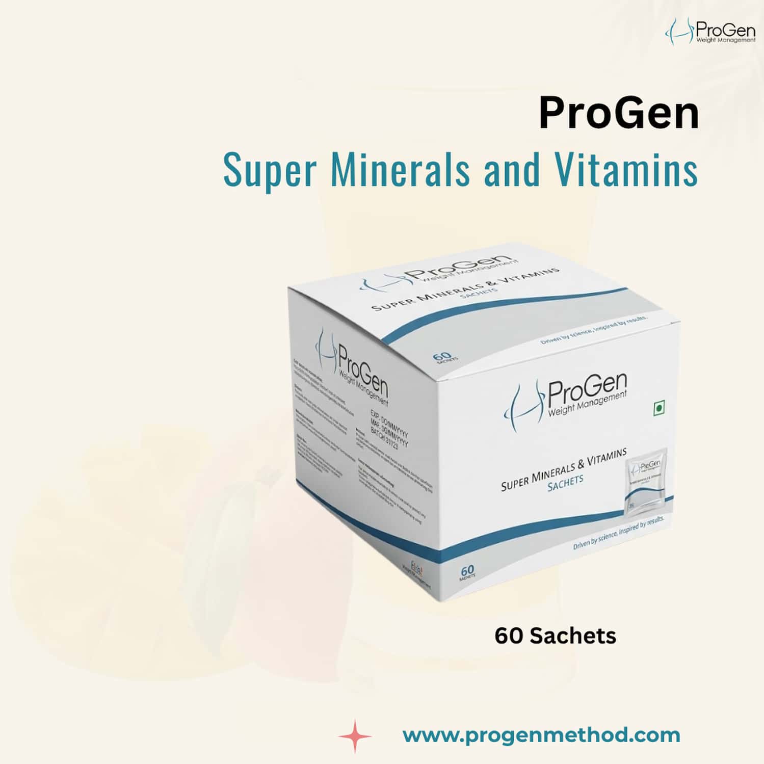Progen Super Minerals And Vitamins Sachet Of 60 Nos