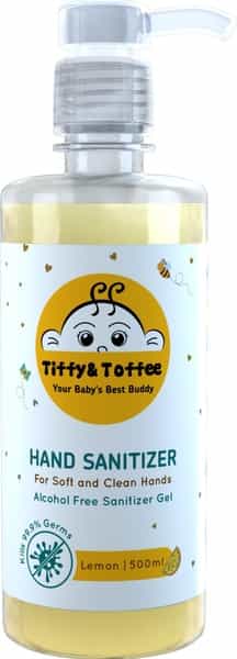 Tiffy & Toffee Baby Hygiene Sanitizer Gel (Alcohol Free) Lemon Hand Sanitizer Pump Dispenser 500Ml