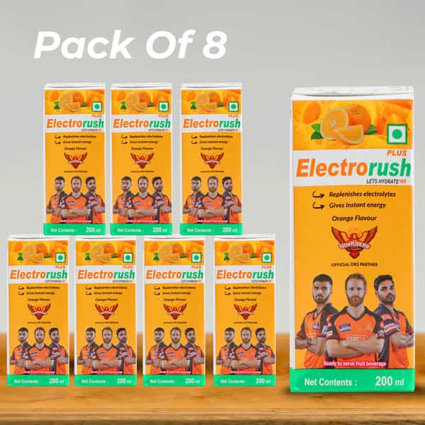 Electrorush Plus Orange Health Drink Pack Of 8 (200 Ml)