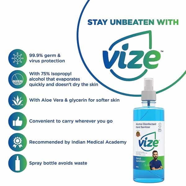 Vize Hand Sanitizer With 75% Isopropyl Alcohol Ip - 500 Ml