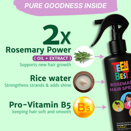 Healthbest Rosemary Water Spray For Hair Growth With Double Rosemary Extract & Rice Water - 200ml