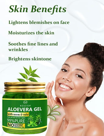 Newish Aloe Vera Gel For Face Enriched With Tulsi & Neem For Face & Skin 200gm