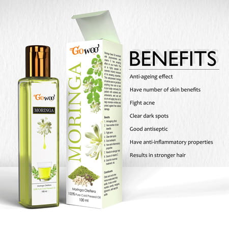 Go Woo 100% Pure Moringa Seed Oil For Hair Growth 100 Ml