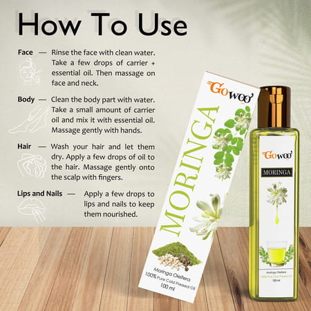 Go Woo 100% Pure Moringa Seed Oil For Hair Growth 100 Ml
