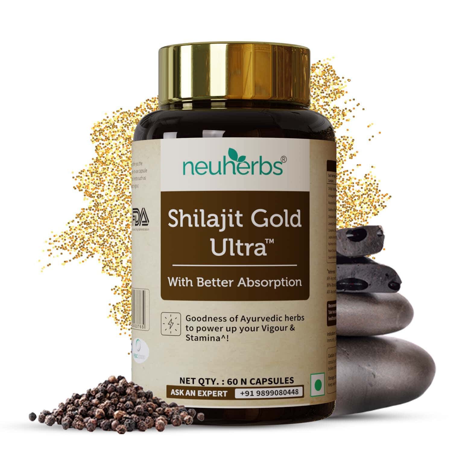 Neuherbs Shilajit Gold Ultra 60 Tablets With Better Absorption For Strength | Stamina & Energy