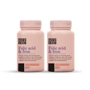 Sheneed Folic Acid & Iron Supplement For Pregnancy | Energy | Hair & Blood Iron Levels-(pack Of 2)