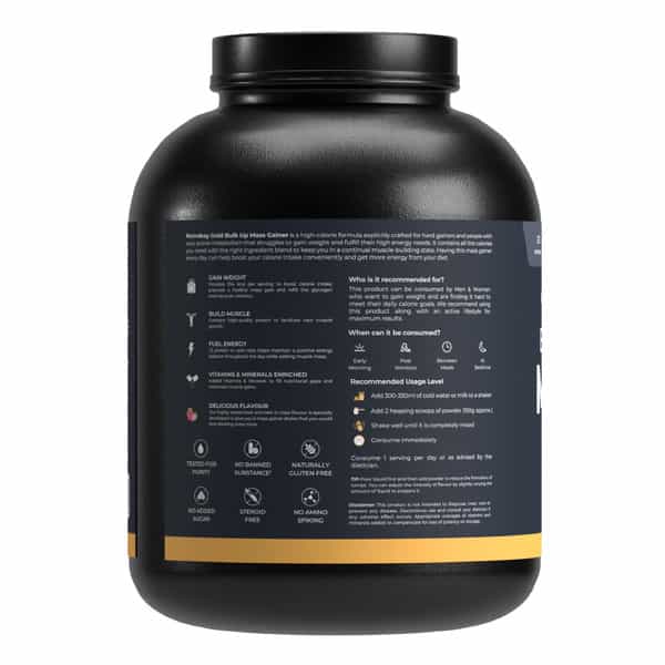 Nutrabay Gold Bulk Up Mass Gainer | Carbs To Protein Blend (3:1) | 30G Protein - 3Kg | Strawberry