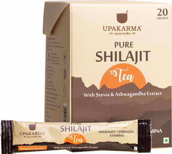 Upakarma Ayurveda Pure Shilajit Tea With 12 Plus Ayurvedic Herbs -Pack Of 20 Sachets
