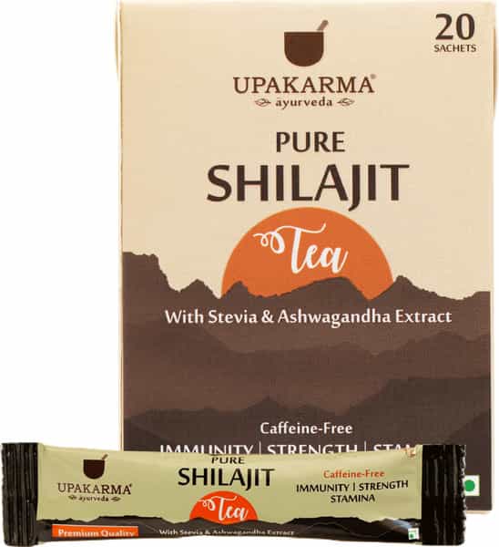 Upakarma Ayurveda Pure Shilajit Tea With 12 Plus Ayurvedic Herbs -Pack Of 20 Sachets