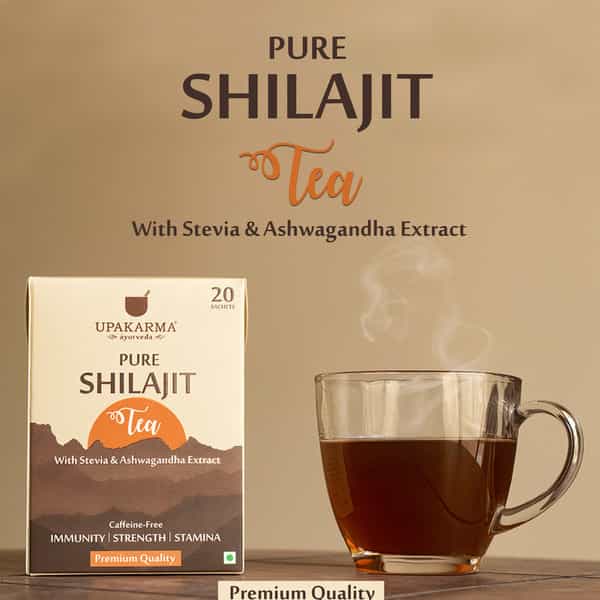 Upakarma Ayurveda Pure Shilajit Tea With 12 Plus Ayurvedic Herbs -Pack Of 20 Sachets