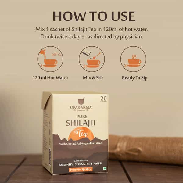 Upakarma Ayurveda Pure Shilajit Tea With 12 Plus Ayurvedic Herbs -Pack Of 20 Sachets