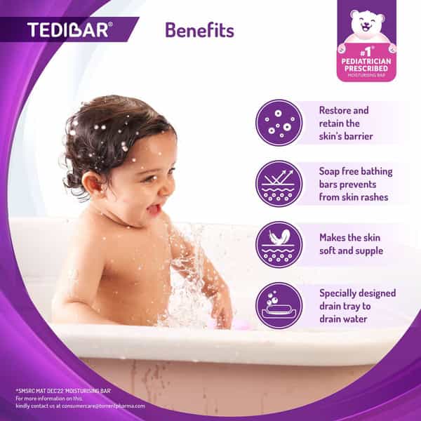 Tedibar Bathing Bar 75G Pack Of 3 (Soap Free For Sensitive Skin)