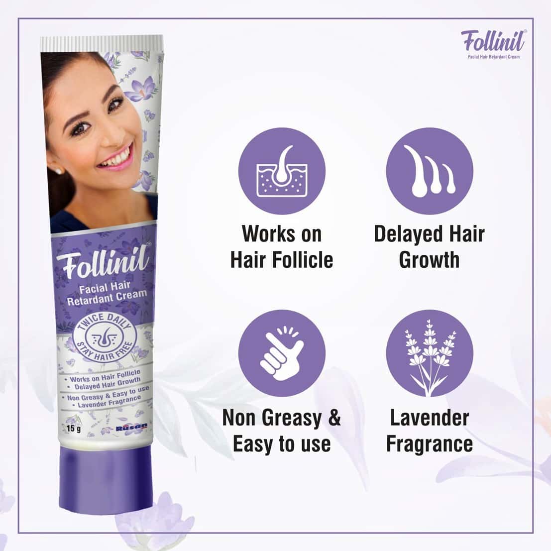 Buy FOLLINIL FACIAL HAIR RETARDANT CREAM 15G Online & Get Upto 60