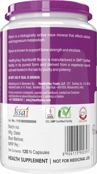 Healthy Hey Nutrition Boron Advanced Chelated 120 Veg. Capsules