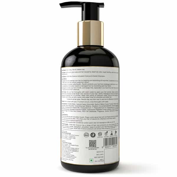 Wow Skin Science Activated Charcoal And Keratin Shampoo 300 Ml