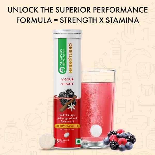 Dr. Vaidya's Herbo24turbo Effervescent: Unlock Super Vigour And Vitality (Berry Flavour)