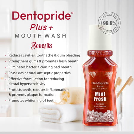 Dentopride Plus Mouth Wash | For Total Oral Hygiene | Long Lasting Freshness (150 Ml - Pack Of 3)