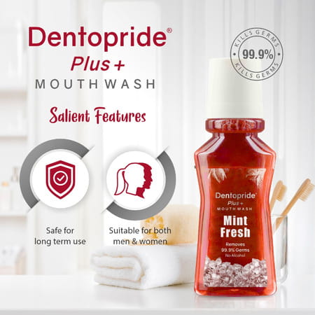 Dentopride Plus Mouth Wash | For Total Oral Hygiene | Long Lasting Freshness (150 Ml - Pack Of 3)