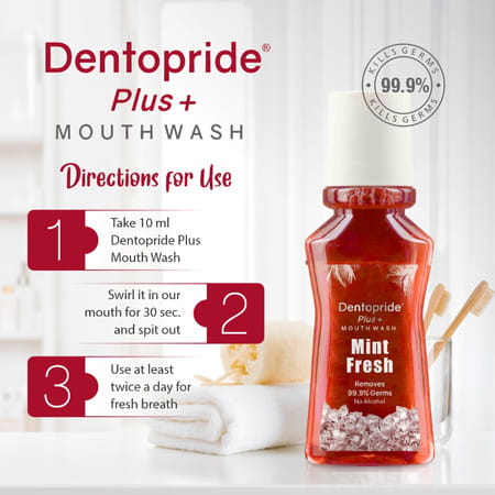 Dentopride Plus Mouth Wash | For Total Oral Hygiene | Long Lasting Freshness (150 Ml - Pack Of 3)