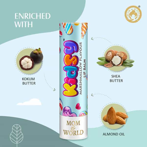 Mom & World Kidsy Natural Marshmallow Lip Balmtested Kids & Baby Lip Balm With Shea Butter 4.5G