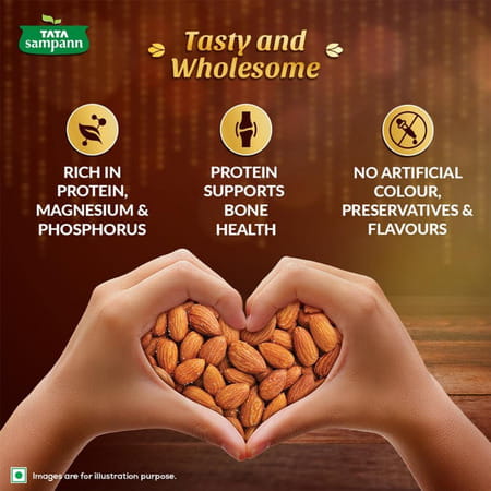 Tata Sampann Classic Salted & Roasted Almonds/Badam| Flavourful & Crunchy Snack| 190g