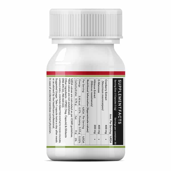 Inlife Cranberry 400Mg D-Mannose 400Mg & Hibiscus 200Mg Extract Urinary Tract Supplement-60Caps