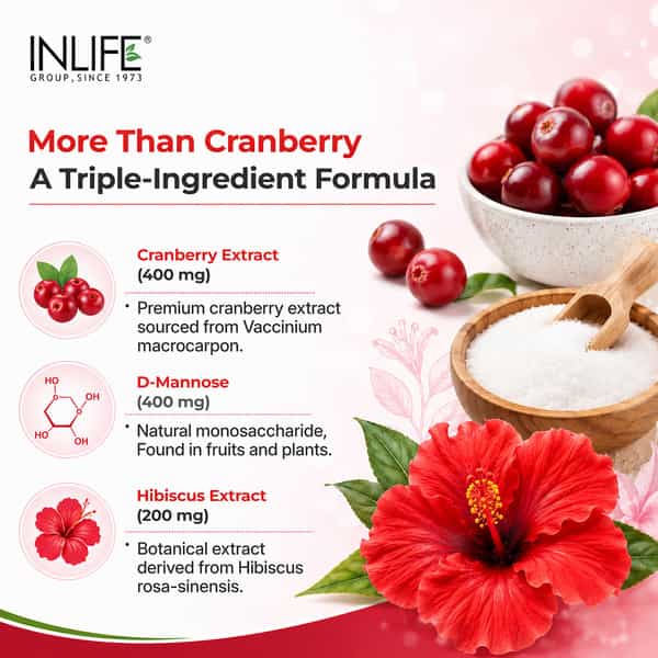Inlife Cranberry D-Mannose Hibiscus Urinary Tract & Kidney Health - 60 Capsules