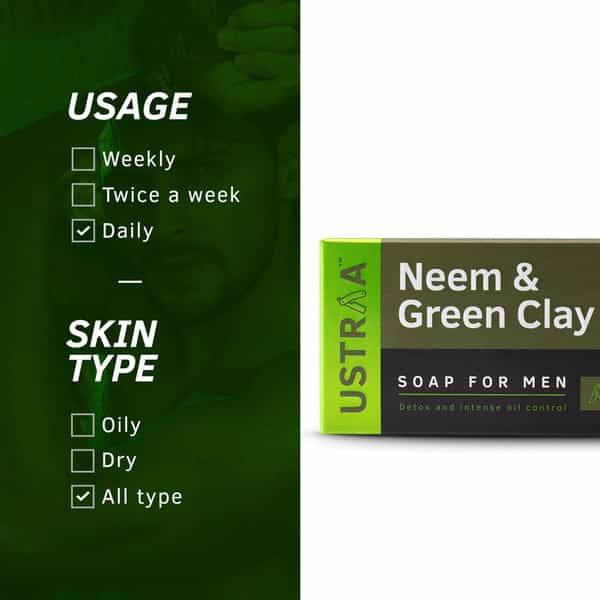 Ustraa Soap - Neem & Green Clay - 100 Gm (Pack Of 8)