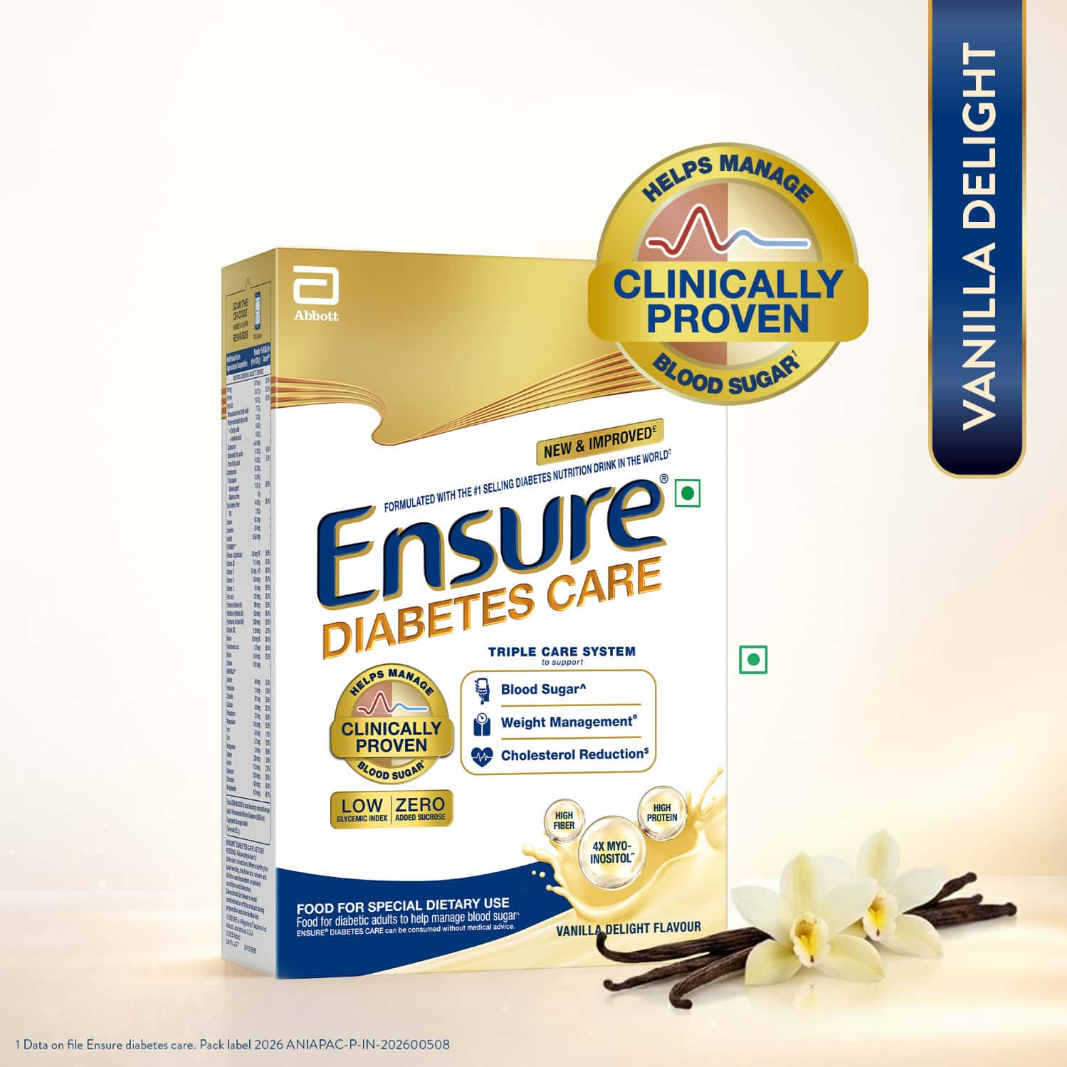 Ensure | Diabetes Care Nutrition Drink For Adults | Vanilla Delight | Box | 200 Gm
