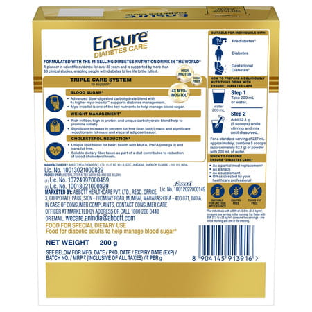 Ensure Diabetes Care Nutrition Drink Vanilla Delight Flavour Box 200 Gm