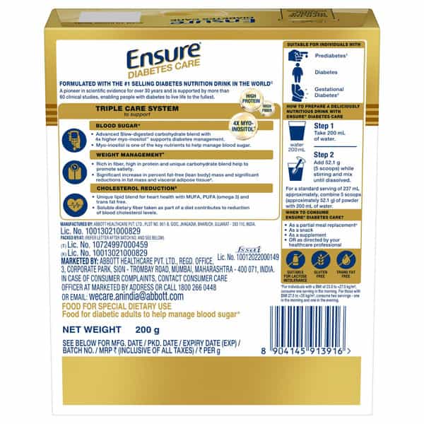 Ensure Diabetes Care Nutrition Drink Vanilla Delight Flavour Box 200 Gm