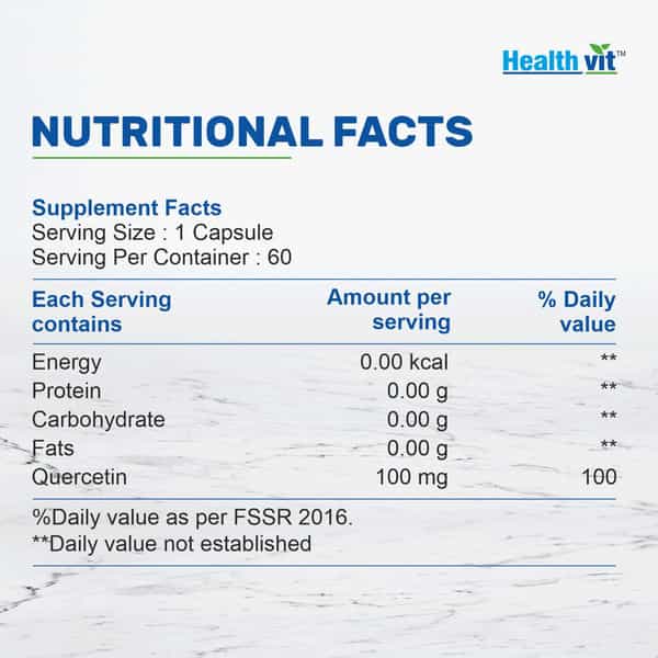 Healthvit Quercetin 100Mg Natural Bioflavonoid -60 Capsules