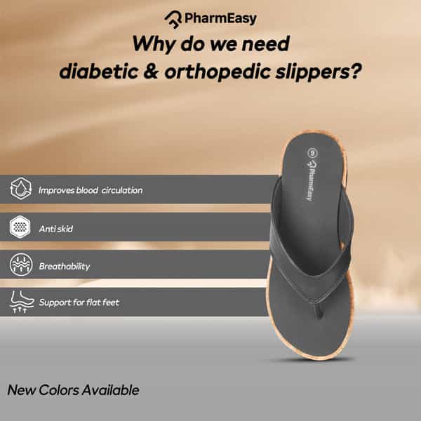 Pharmeasy Women's Diabetic & Orthopedic Slippers - Grey - Size Uk 8