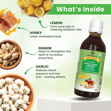 Dr. Patkar'S Apple Cider Vinegar With Ginger | Garlic | Lemon & Honey 200 Ml