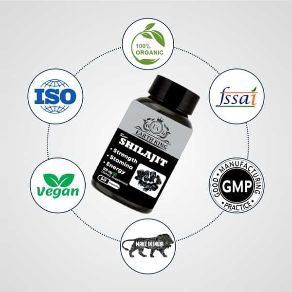 Earth King Raw Shilajit / Shilajeet Extract Capsule - 60 Capsules