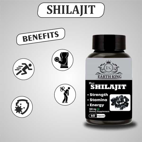 Earth King Raw Shilajit / Shilajeet Extract Capsule - 60 Capsules