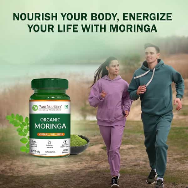 Pure Nutrition Moringa (1200Mg) 100% Natural| Immunity Booster | 100% Organic - 120 Veg Tablets