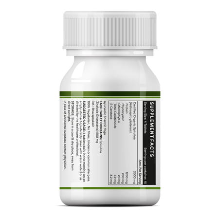 Inlife Spirulina Tablet 2000mg | Green Superfood Supplement | Protein Fiber Antioxidant - 60 Tablets