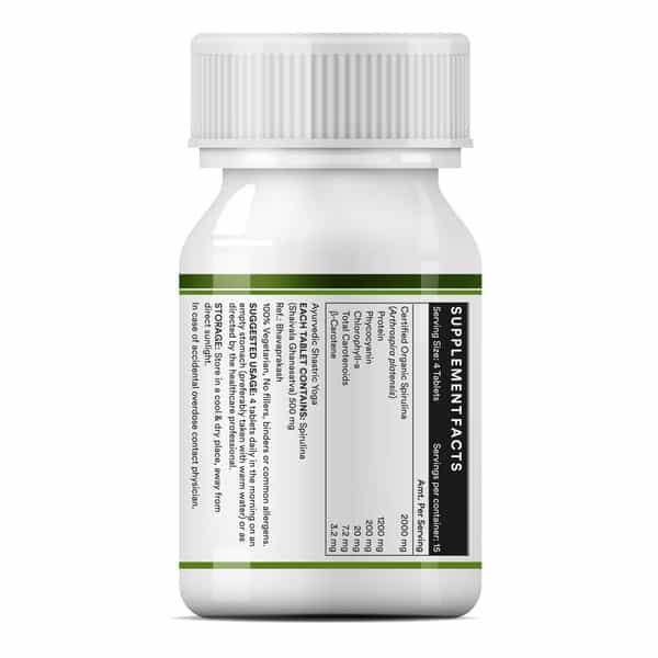 Inlife Spirulina Tablet 2000Mg | Green Superfood Supplement | Protein Fiber Antioxidant - 60 Tablets